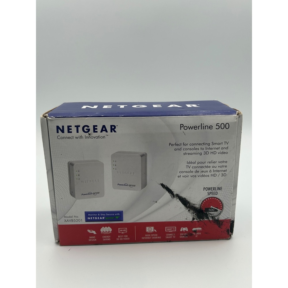 Netgear Powerline 500 Nano XAVB5201 Ethernet Adapter Kit 500Mbps White